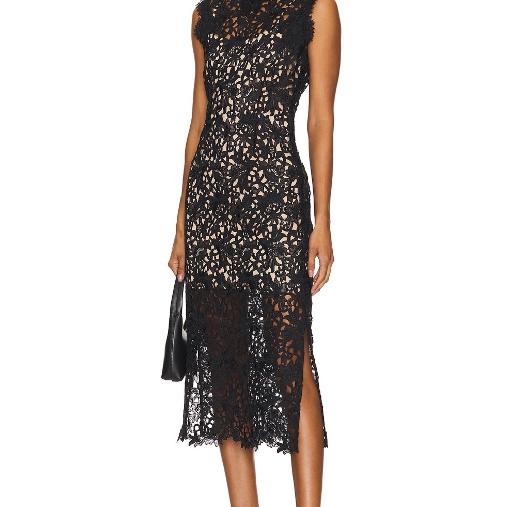 Generation Love Black Floral Lace Midi Dress